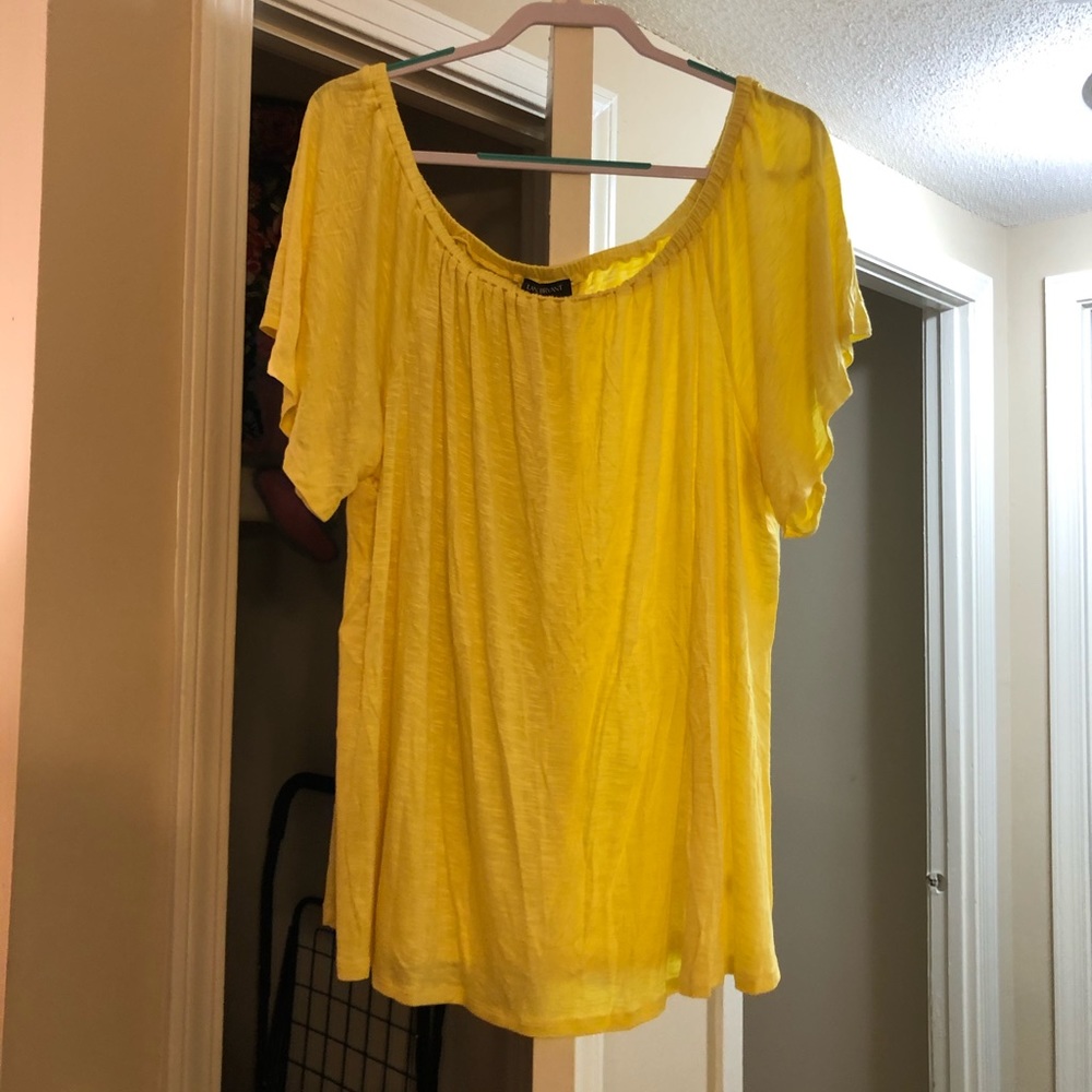 Lane Bryant Yellow Off the Shoulder Shirt